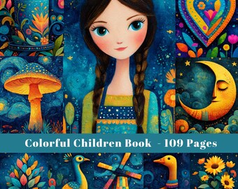 Colorful Children's Book Pages: Junk Journal Scrapbook Paper (Digital Download)