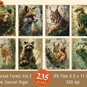 235 pages de journal indésirable des bois de la forêt enchantée, scrapbooking en téléchargement numérique, JPG champignon renard chevreuil, usage Commercial