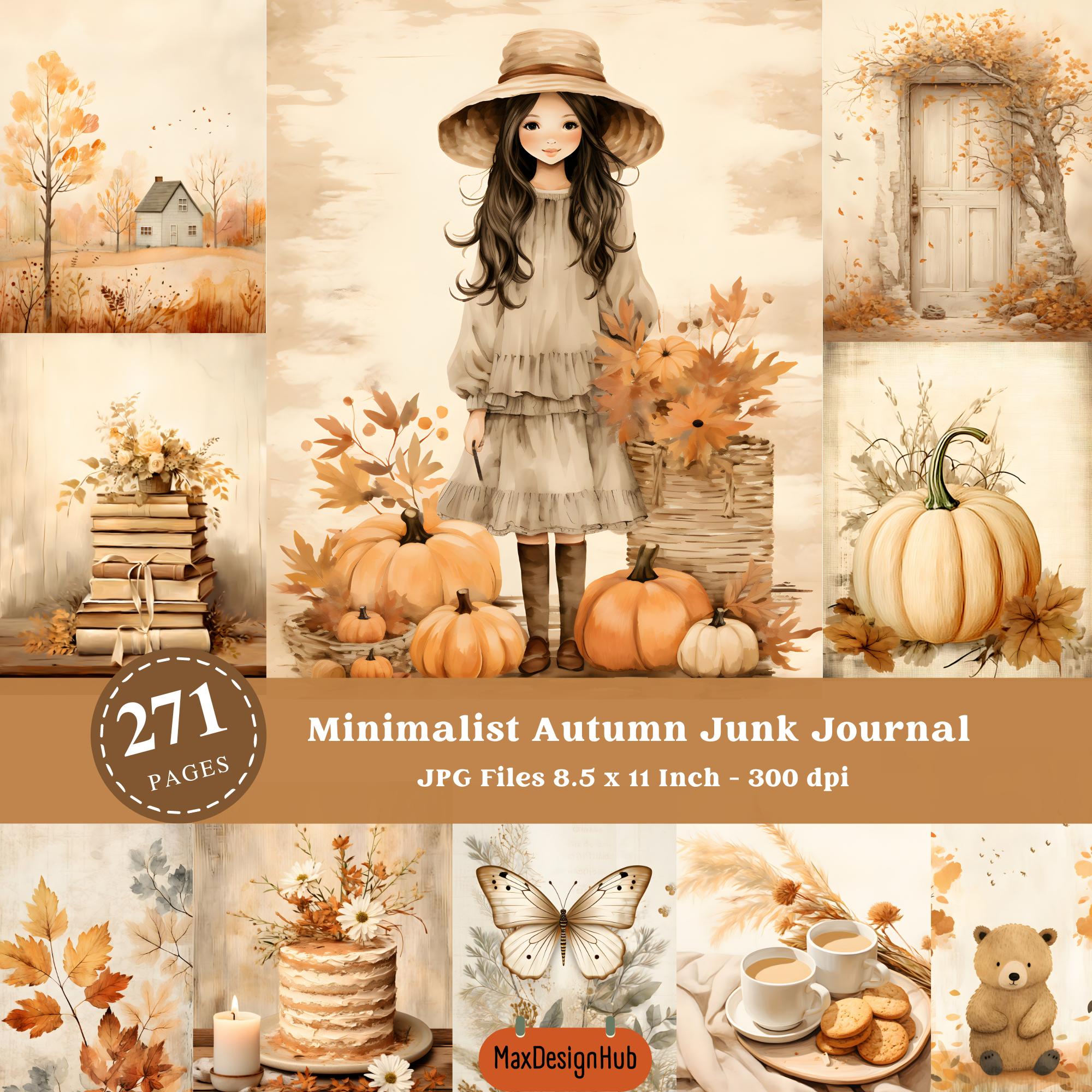 junkjournal【Herbst】 Minimalistisches Herbst Junk Journal Kit: 271 bedruckbare Seiten