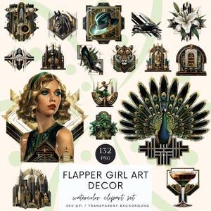 Flapper Girl Clip Art, Art Decor, Junk journal, Paper Craft, Digital Scrapbooking, Printable Image, Sublimation, Digital Download