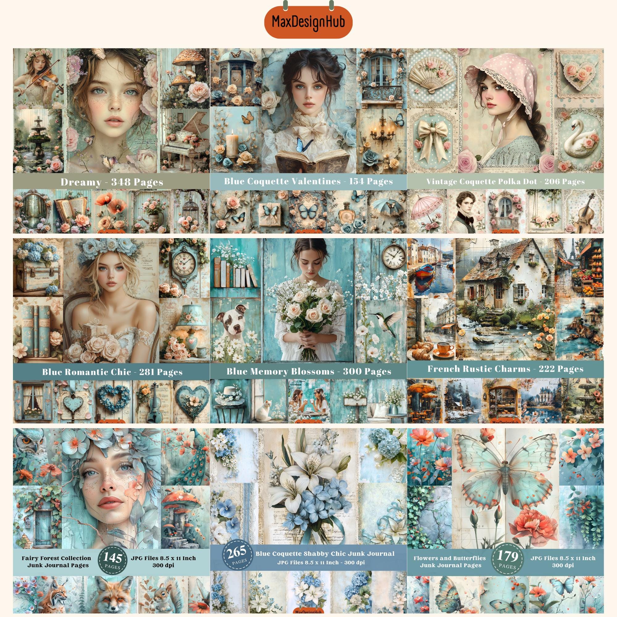 Vintage Wedding Junk Journal Pages: Romantic Scrapbooking (digital