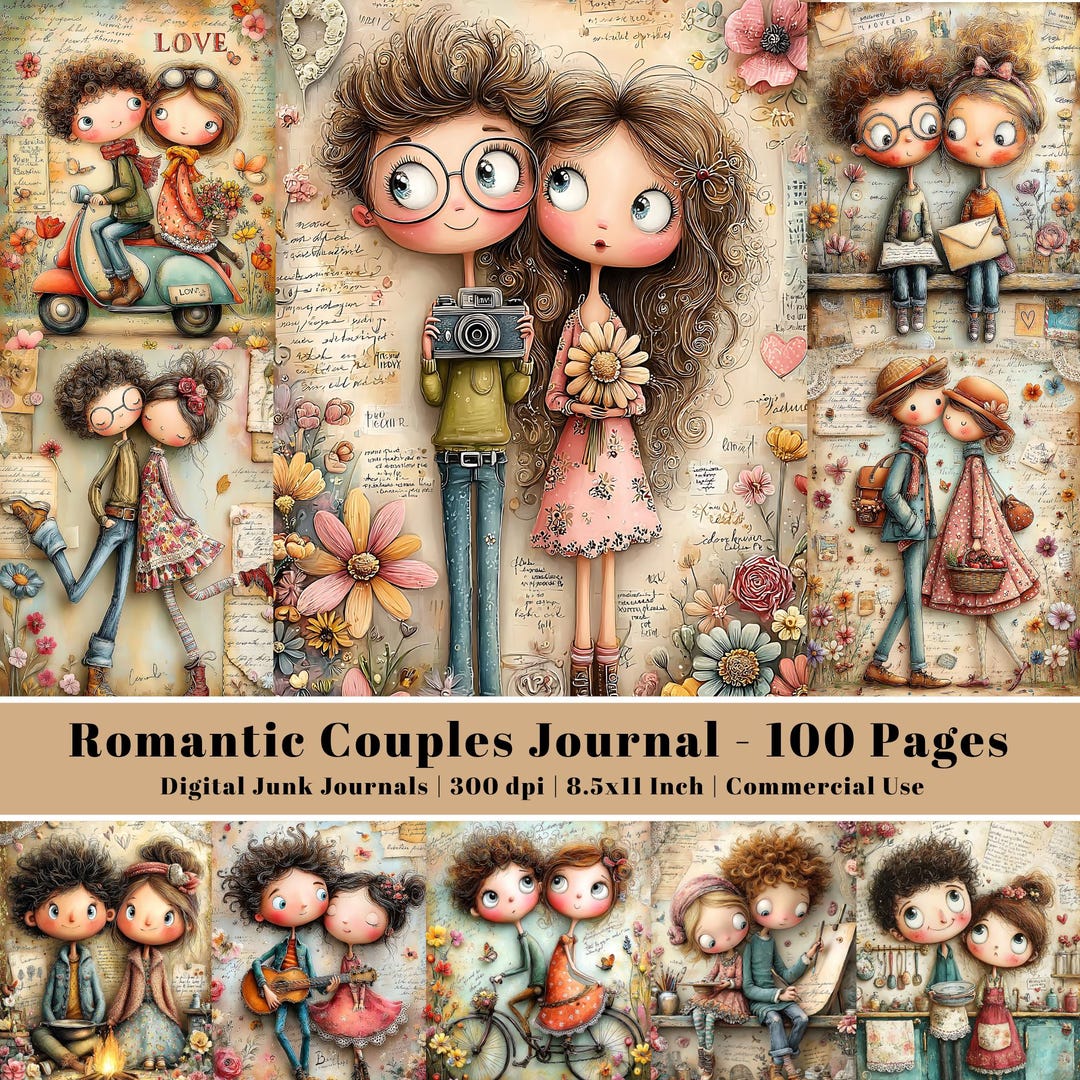Romantic Couples Junk Journal Pages: Whimsical Ephemera (digital Download, JPEG Files) - Etsy