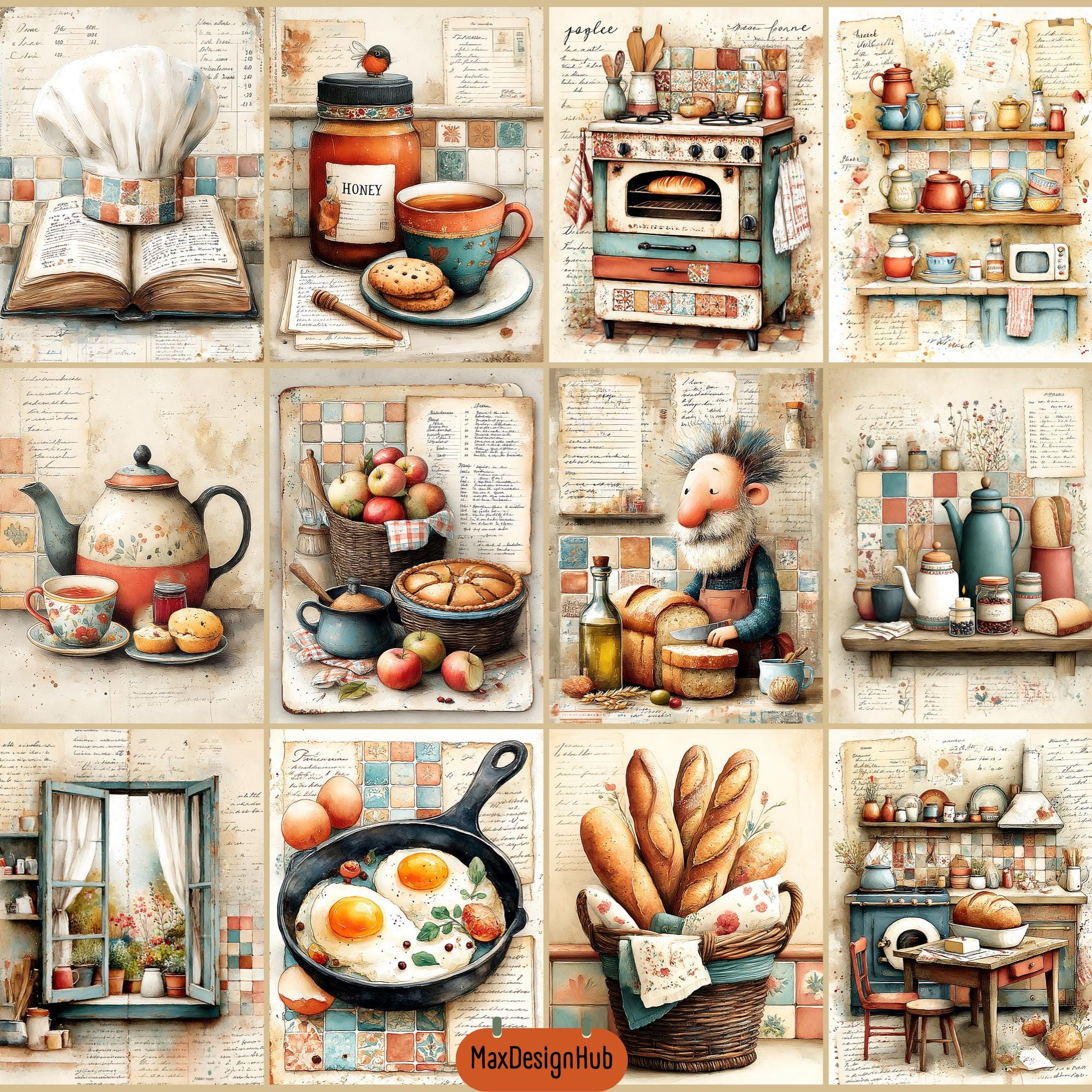 Kitchen Junk Journal Pages, Vintage Recipe Ephemera, Retro Cooking ...