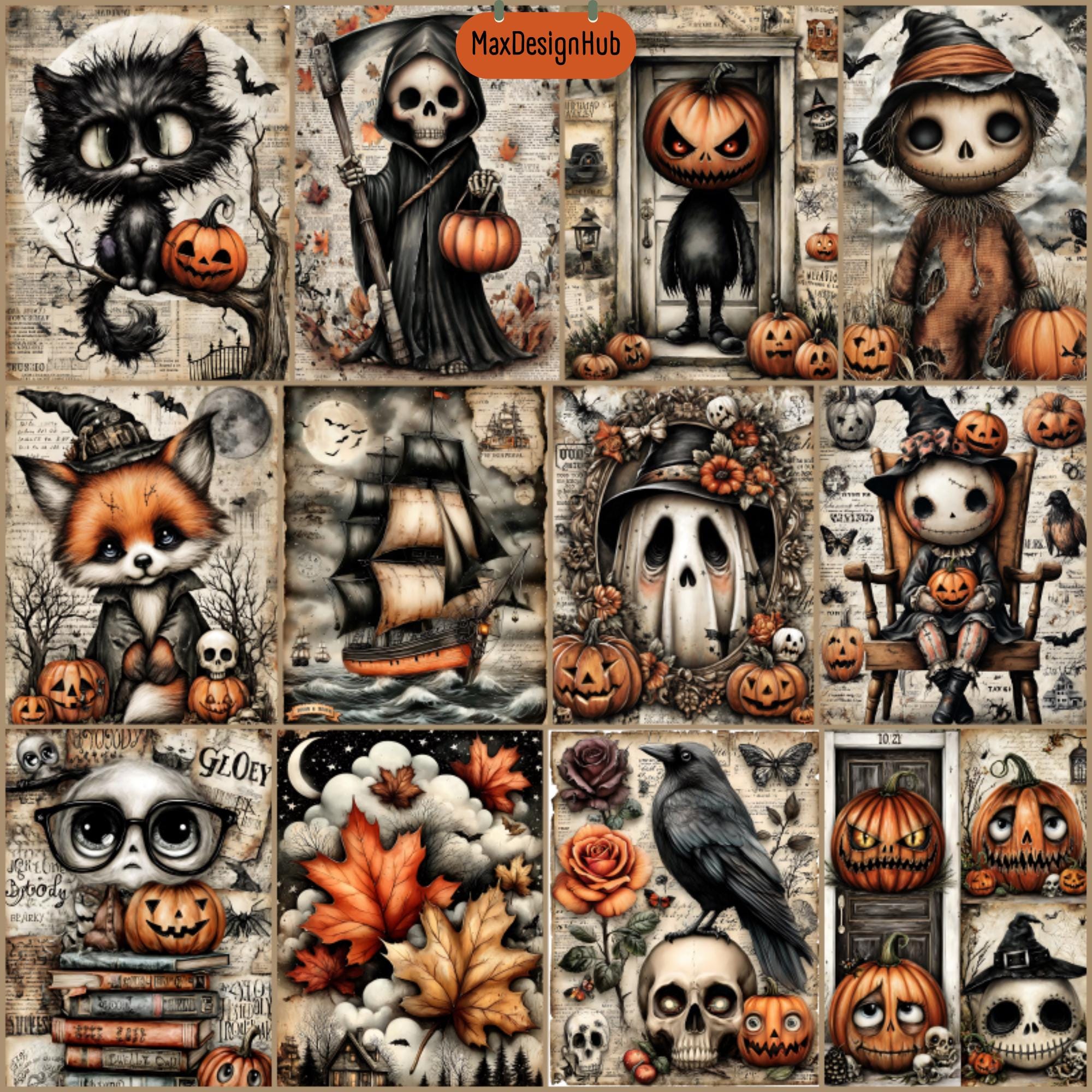 Spooky Halloween Junk Journal Pages: Gothic Ephemera (122 JPG Digital ...