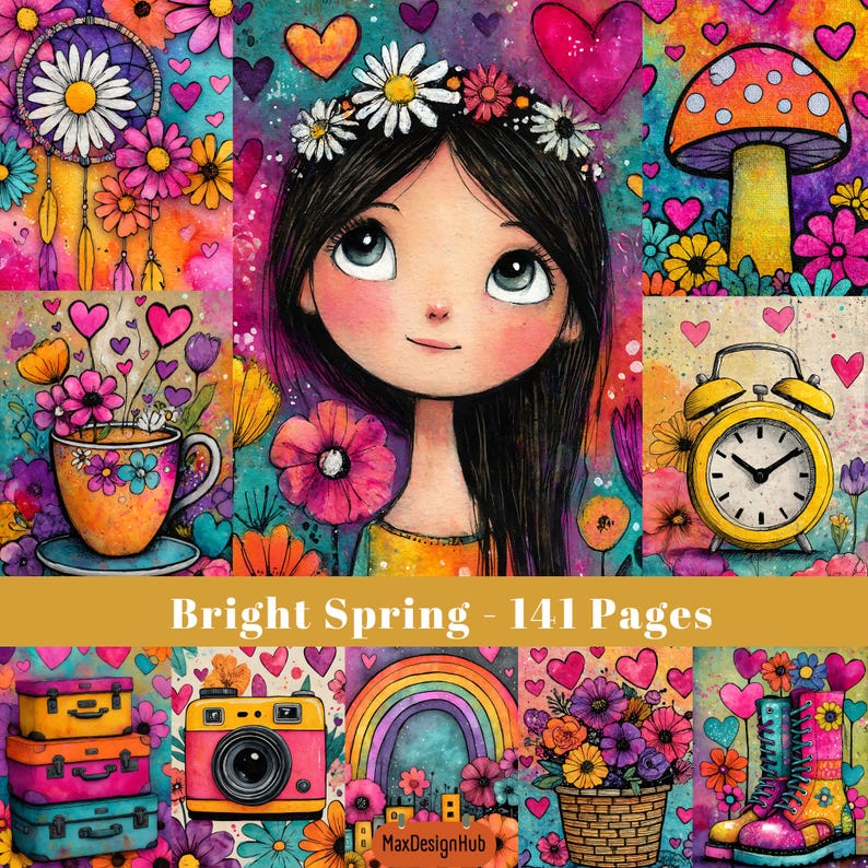 Bright Spring Junk Journal Pages: Colorful Scrapbook Paper (digital ...