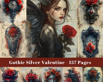 Efímera gótica de San Valentín plateada: Páginas de diario basura de amor oscuro (descarga digital)