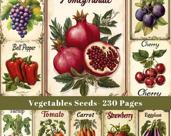 Vintage Vegetable Seeds Ephemera: Junk Journal Pages (Digital Download)