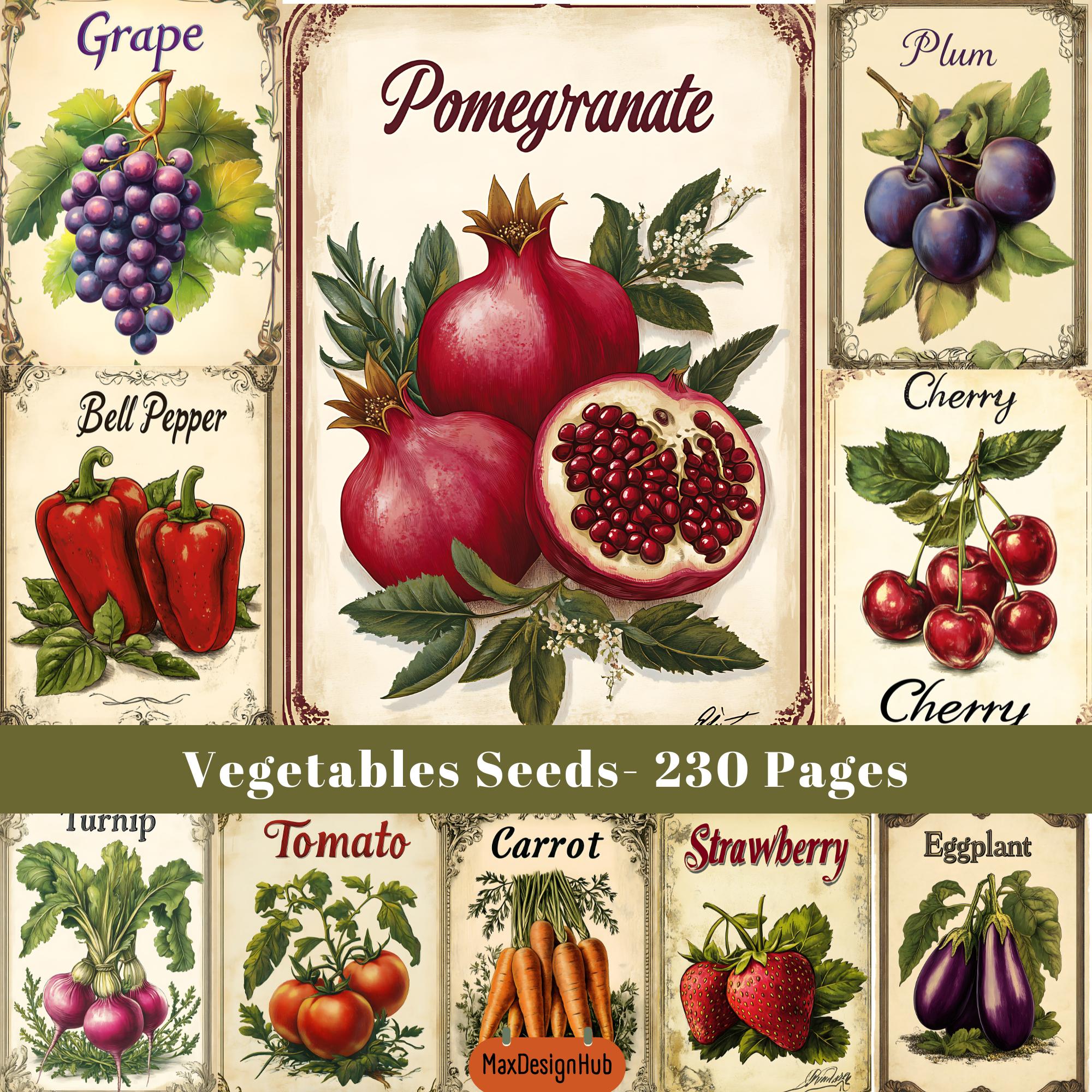 Vintage Vegetable Seeds Ephemera: Junk Journal Pages (Digital Download)