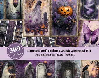 Haunted Reflections Junk Journal Kit: Spöklikt gotiskt digitalt papper (digital nedladdning)