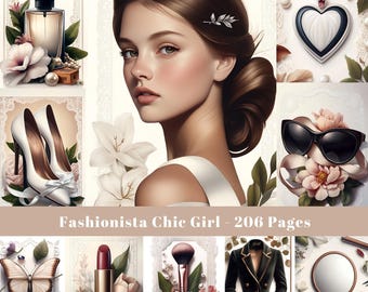 Fashion Junk Journal: Chic Girl Ephemera, Scrapbooking (download digitale)