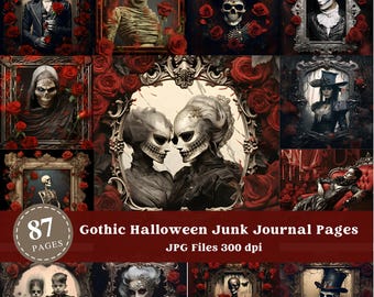 Gothic Halloween Junk Journal Pages: Vintage Ephemera (Digital Download)