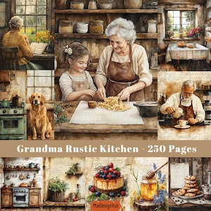 Cocina de la abuela, Página de diario basura, Manualidades de papel, Recuerdos de cocina vintage, Cocina rústica, Papel para álbumes de recortes, Manualidades digitales, Imagen imprimible