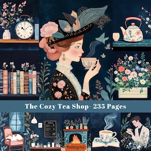 Loja de chá, página de diário de lixo, imprimível para festa do chá, hora do chá, papel digital, imagem imprimível, itens vintage, papel para scrapbook