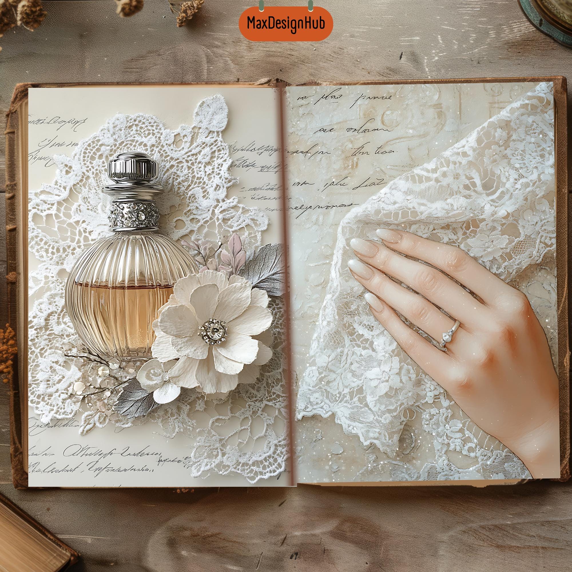 Vintage Wedding Junk Journal Pages: Romantic Scrapbooking (digital