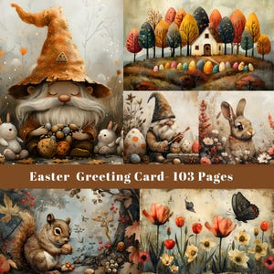 Biglietti di auguri di Pasqua, kit di diario spazzatura, pagina di primavera, carta digitale, immagine stampabile, effimeri vintage, pagine di scrapbooking, download digitale