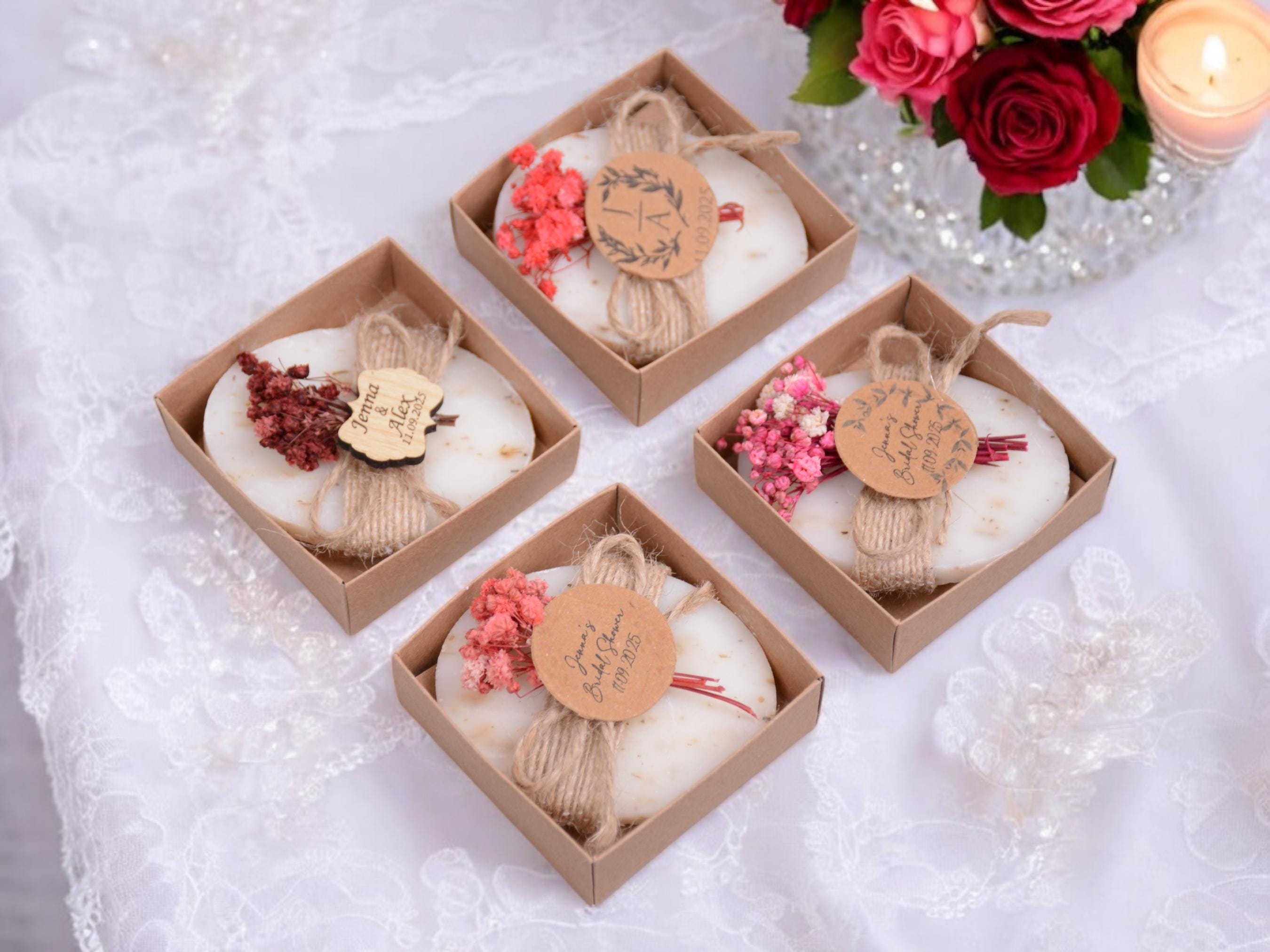 50 PCS Custom Bulk Bridal Shower Soap Favors, Bulk Wedding Favors, Rustic & Unique Bridal Shower Favors, Custom Party Guest Soap Favors