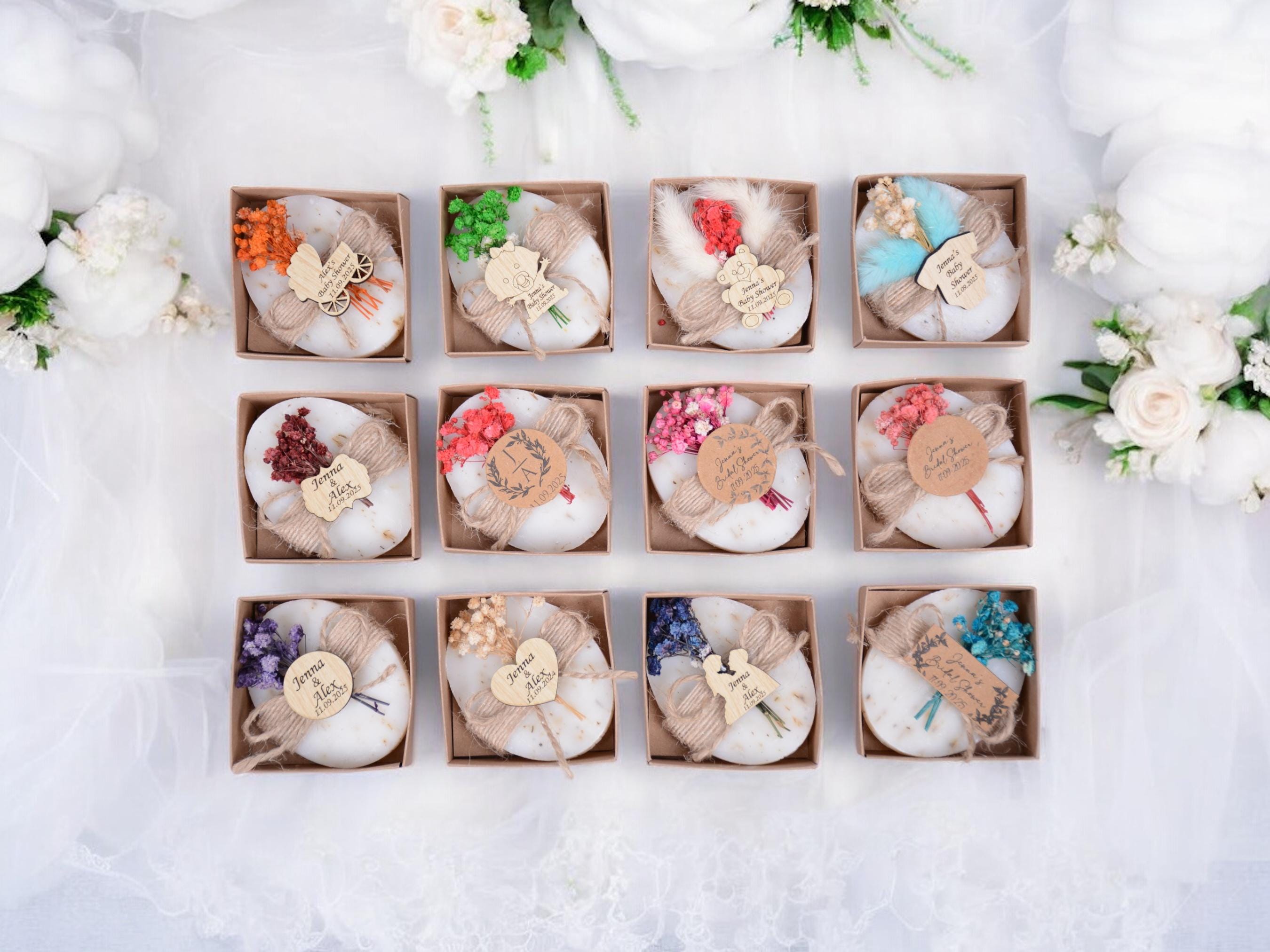 50 PCS Custom Bulk Bridal Shower Soap Favors, Bulk Wedding Favors, Rustic & Unique Bridal Shower Favors, Custom Party Guest Soap Favors