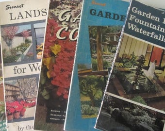 5 LIBROS DEL ATARDECER Paisaje, Jardín, Patio MCM Años 60