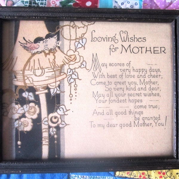 MOTTO GRAPH "Loving Wishes for Mother" Framed Motto Poem The Cincinnati Art Publishing Co.
