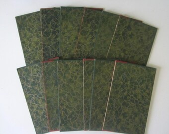 Six Pairs Green Marbled ANTIQUE BOOK BOARDS