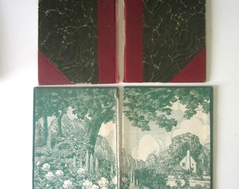 ANTIQUE BOOK BOARDS Two Pairs