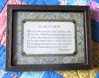 TO MOTHER Framed Motto Poem