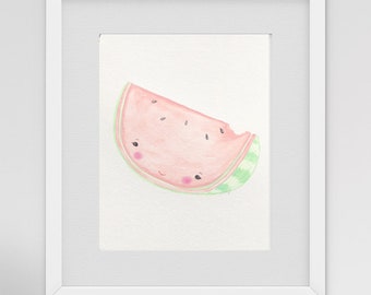 watermelon slice original watercolor painting