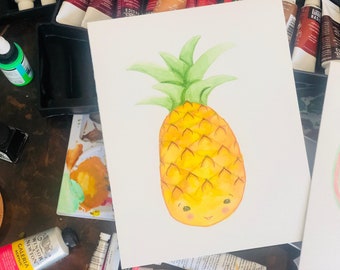 Pineapple original watercolor painting