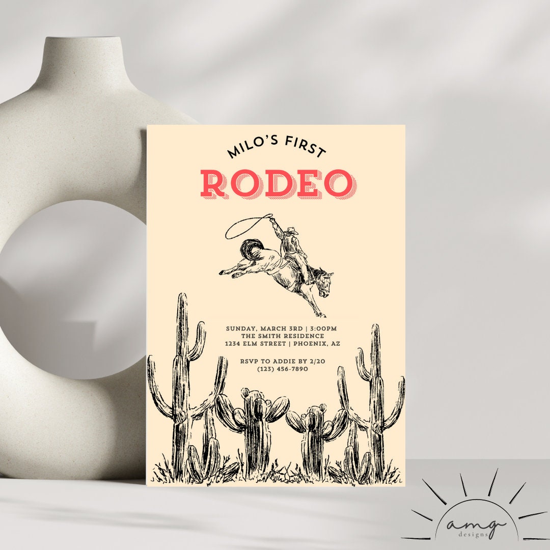 First Rodeo Birthday Invitation, Rodeo Theme First Birthday Party ...