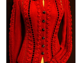 Ruby Cardigan cables lace curvy-Knitting Pattern PDF