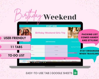 Birthday Trip Planner, Girls Weekend Itinerary, Budget, Packing List (Digital Download)