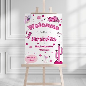 Custom Nashville Bachelorette Party Welcome Sign, Bachelorette Decor, Nash Bash Bachelorette Weekend, Last Rodeo Party, Let's Go Girls Sign