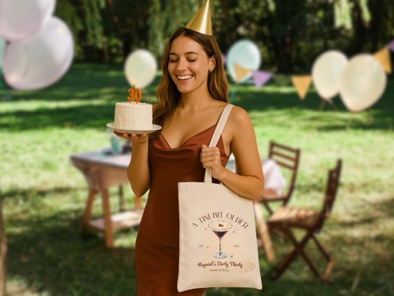 Dirty Thirty Birthday Tote Bag, Personalized Martini Design - Etsy