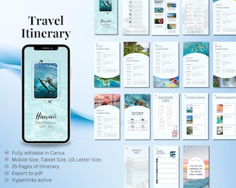 Hawaii Itinerary Template, Travel Guide Hawaii, Hawaii Itinerary Trip Organizer, Editable Travel Template, Hawaii Honeymoon Vacation Planner