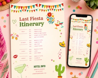 Last Fiesta Bachelorette Itinerary Template, Editable Mexico Theme Party Weekend Schedule, Mexican Final Fiesta