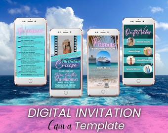 Birthday Cruise Invite Itinerary Template, Birthday Animated Invite, Cruise Birthday Itinerary, Video Cruise Invite, Cruise Vacation Planner