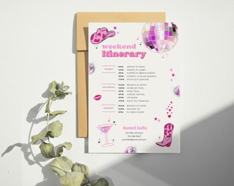Nashville Bachelorette Party Itinerary Template, Last Rodeo, Girls Trip Itinerary, Cowgirl Western Bachelorette, Nash Bash Weekend Itinerary