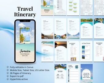 Jamaika Reiseplaner, Reiseplaner, Reiseplaner, Bearbeitbarer Reiseplaner, Jamaika Urlaubsplaner