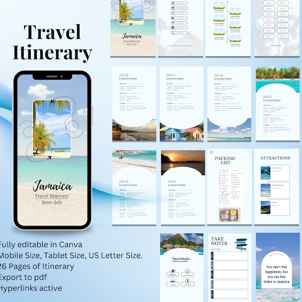 Italy Travel Itinerary Template, Printable Travel Guide, Trip Planner, Trip Organizer, Editable ...