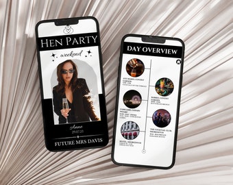 Hen Party Digital Itinerary Template, Hen Party Planner, Editable Hen Party Schedule, Edit Canva, Hen Do Weekend Travel Itinerary For Guests
