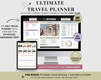 Planificador de viajes definitivo, itinerario de vacaciones y presupuesto (Google Sheets)
