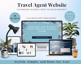 Canva Travel Agent Website Template: 16-Section Editable Design