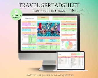Ultimativer Reiseplaner Google Spreadsheet, Reiseplaner Reisekosten-Tracker Reiseplaner Urlaubsbudget-Tracker Reiseverpackungsliste
