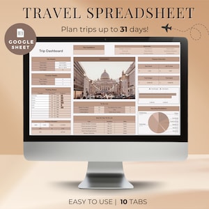 Travel Planner Google Sheets, Travel Budget Spreadsheet, Travel Itinerary, Family Trip Planner, Packing List, Travel Budget, Travel Journal