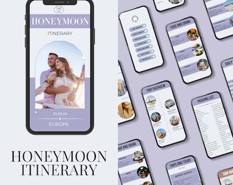 Custom Honeymoon Itinerary Template, Canva Honeymoon Planner, Romantic Getaway Itinerary, Digital Newlyweds Travel Itinerary, Trip Itinerary