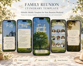 Editable Family Reunion Itinerary Template, Family Vacation Trip Schedule, Summer Reunion Invitation, Weekend Travel Guide