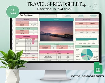 Ultimate Travel Planner Google Sheets, Travel Itinerary, Travel Budget Spreadsheet, Digital Packing List Family Trip Planner Holiday Planner