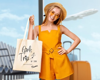 Girls Trip Tote Bag, Cruise Vacation Bag, Destination Tote Bag, Girls Getaway Weekend Gift Bag, Ladies Trip Travel Tote, Girls Trip Favors