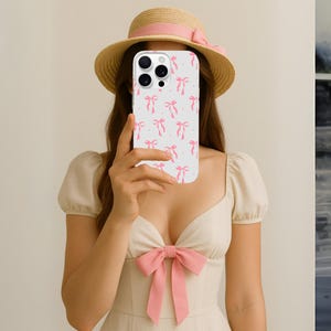 Rosa Schleife rosa Handyhülle, Schleifen Handyhülle, rosa Schleife ästhetische rosa Handyhülle für Frauen Geschenk, iPhone 16, iPhone 15, iPhone 14, iPhone 13