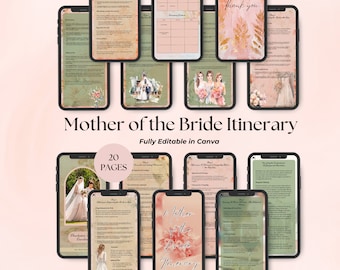 Mutter der Braut Reiseplaner, Mutter der Braut Checkliste, bearbeitbare Canva Vorlage, Hochzeitscheckliste, MOB Planer